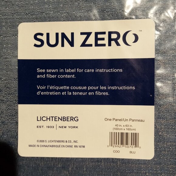 Sun Zero Thermal Insulated Room Darkening Grommet Curtain  Blue 40x63  2 panels - Picture 3 of 4